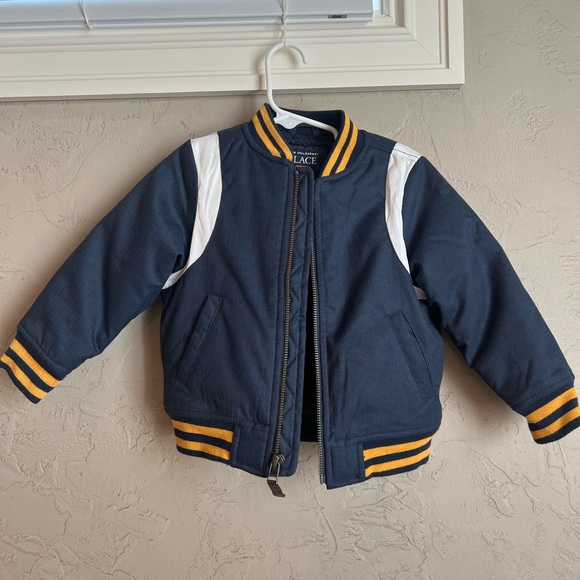 Children’s Place 2T Boy Jacket - Bomber Jacket - Navy and Yellow - Longsleeve - Picture 2 of 5